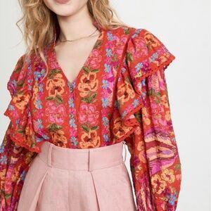 Farm Rio Red Spring Bananas Blouse